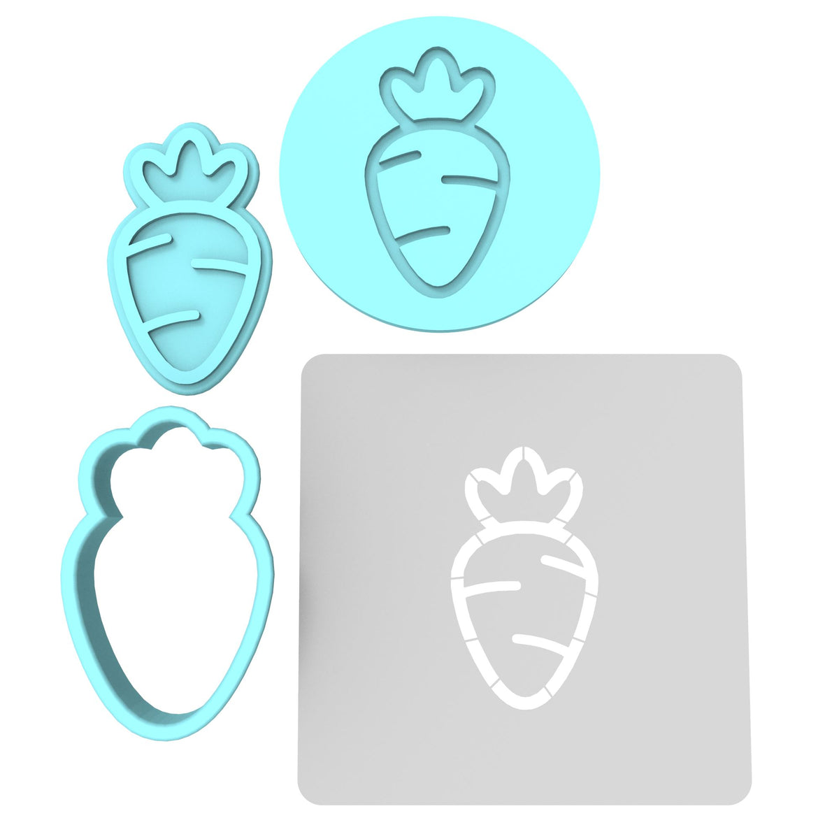 Carrot Cookie Cutter | Stamp | Stencil #2A Animals & Dinosaurs Cookie Cutter Lady MINI - 2 Inches (5cm) **FULL SET BUNDLE** Cutter + Stamp + Stencil + Debosser **BEST DEAL** 