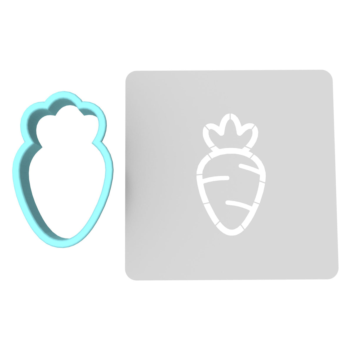 Carrot Cookie Cutter | Stamp | Stencil #2A Animals & Dinosaurs Cookie Cutter Lady MINI - 2 Inches (5cm) **BUNDLE** Cutter + Stencil 
