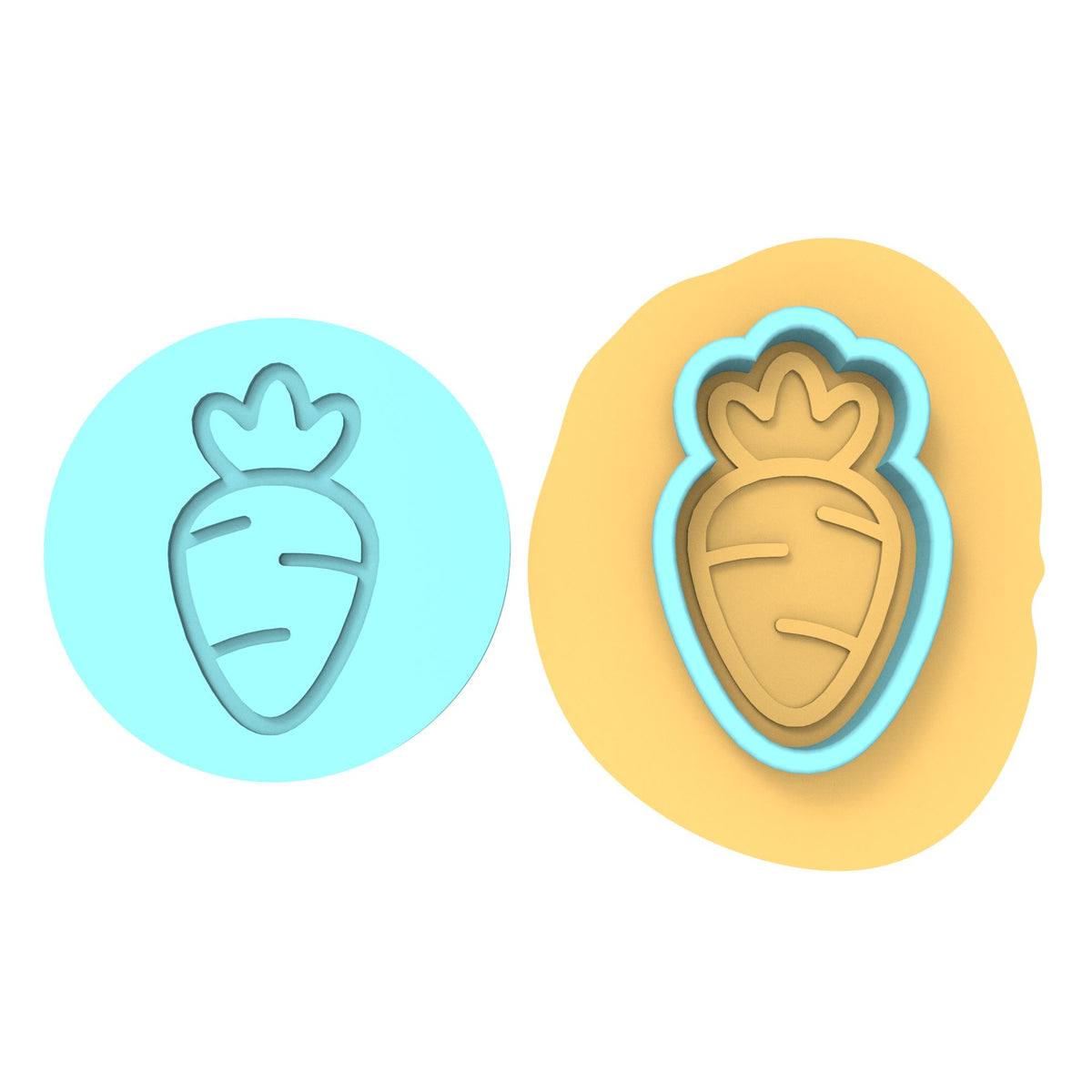Carrot Cookie Cutter | Stamp | Stencil #2A Animals & Dinosaurs Cookie Cutter Lady MINI - 2 Inches (5cm) **BUNDLE** Cutter + Debosser 
