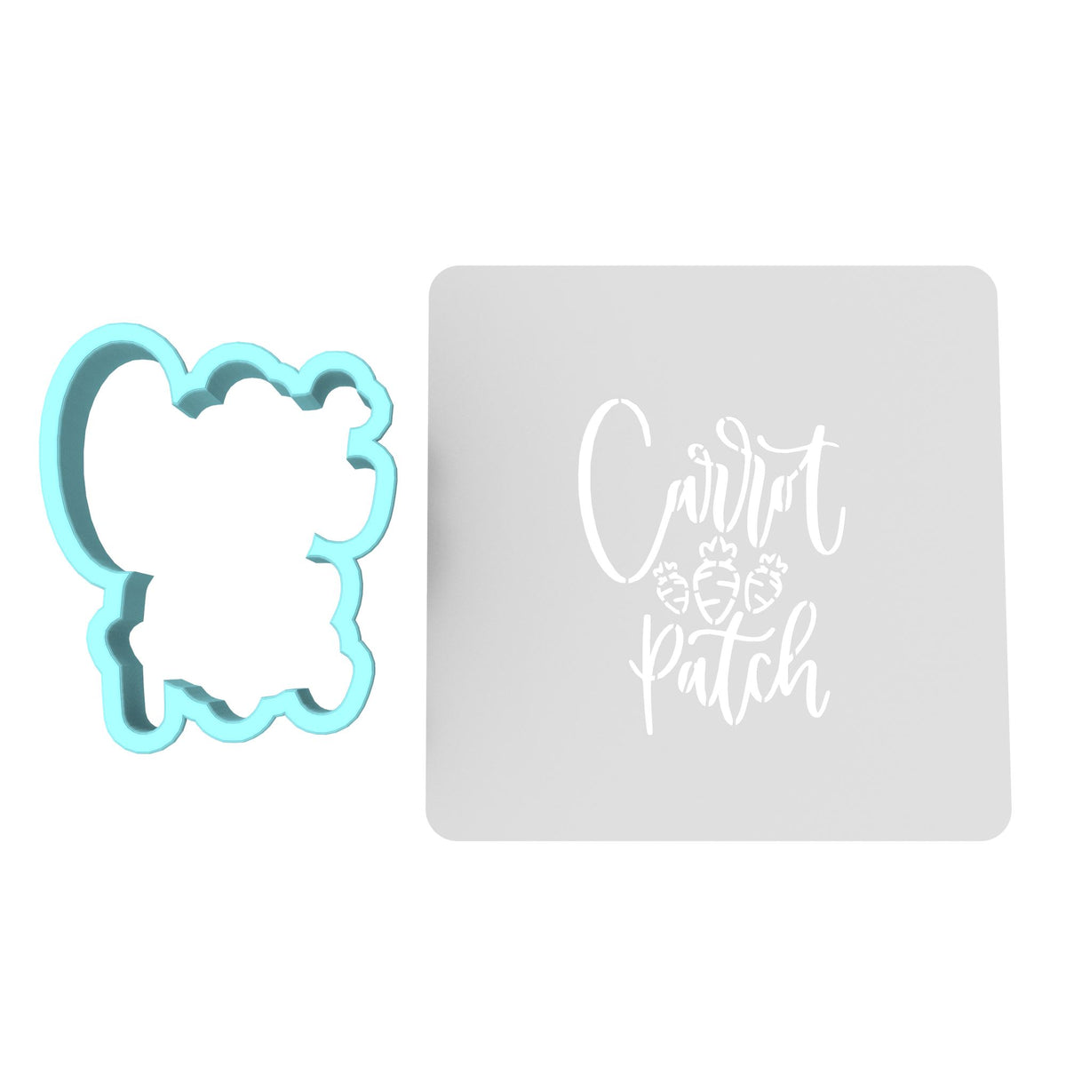 Carrot Patch Cookie Cutter | Stamp | Stencil Animals & Dinosaurs Cookie Cutter Lady MINI - 2 Inches (5cm) **BUNDLE** Cutter + Stencil 