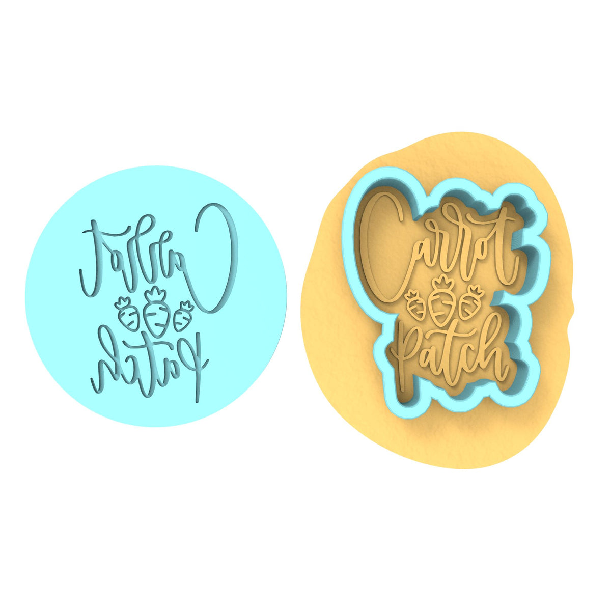 Carrot Patch Cookie Cutter | Stamp | Stencil Animals & Dinosaurs Cookie Cutter Lady MINI - 2 Inches (5cm) **BUNDLE** Cutter + Debosser 