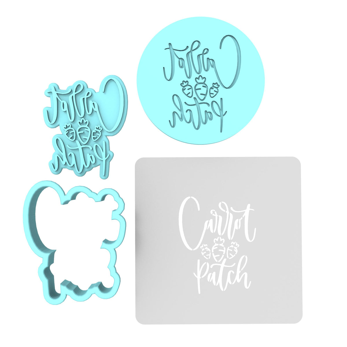 Carrot Patch Cookie Cutter | Stamp | Stencil Animals & Dinosaurs Cookie Cutter Lady MINI - 2 Inches (5cm) **FULL SET BUNDLE** Cutter + Stamp + Stencil + Debosser **BEST DEAL** 