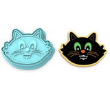 Cat Face Cookie Cutter | Stamp | Stencil #1 Halloween / Fall Cookie Cutter Lady 2 Inch Small Cupcake Cutter + Stamp No