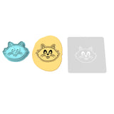 Cat Face Cookie Cutter | Stamp | Stencil #1 Halloween / Fall Cookie Cutter Lady 2 Inch Small Cupcake Cutter + Stamp Yes