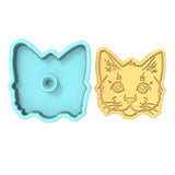 Cat Face Cookie Cutter | Stamp | Stencil #A Animals & Dinosaurs Cookie Cutter Lady 