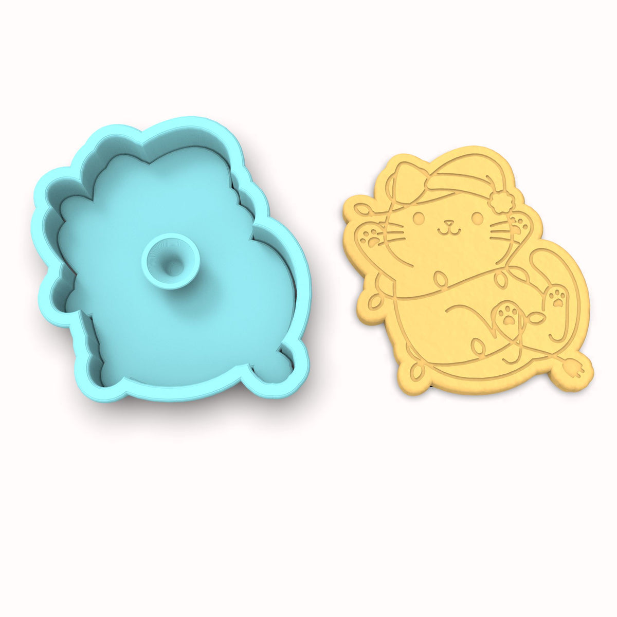Cat Stuck in Christmas Lights Cookie Cutter | Stamp | Stencil