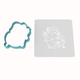 Cat Stuck in Christmas Lights Cookie Cutter | Stamp | Stencil Xmas / Winter / NYE Cookie Cutter Lady MINI - 2 Inches (5cm) **BUNDLE** Cutter + Stencil 