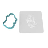 Cat Wearing Hat Cookie Cutter | Stamp | Stencil #1 Halloween / Fall Cookie Cutter Lady 2 Inch Small Cupcake Cutter Only Yes
