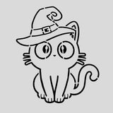 Cat Wearing Hat Cookie Cutter | Stamp | Stencil #1 Halloween / Fall Cookie Cutter Lady 2 Inch Small Cupcake Stencil Only No
