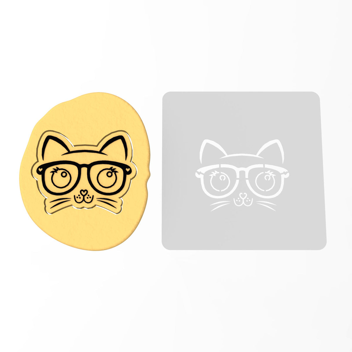 Cat with Glasses Cookie Cutter | Stamp | Stencil #1
