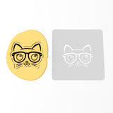 Cat with Glasses Cookie Cutter | Stamp | Stencil #1