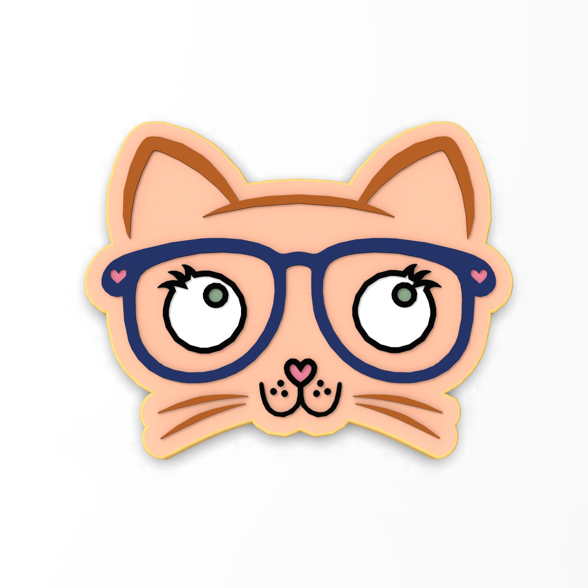 Cat with Glasses Cookie Cutter | Stamp | Stencil #1