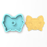 Cat with Glasses Cookie Cutter | Stamp | Stencil #1