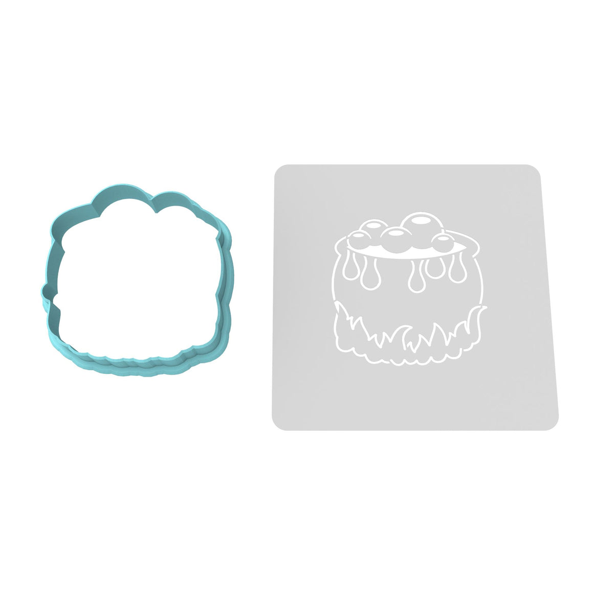 Cauldron Bubbling Cookie Cutter | Stamp | Stencil #1