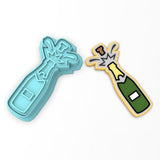Champagne Bottle Popping Cookie Cutter | Stamp | Stencil
