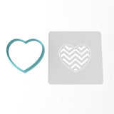 Chevron Heart Cookie Cutter | Stamp | Stencil #1 Wedding / Baby / V Day Cookie Cutter Lady MINI - 2 Inches (5cm) **BUNDLE** Cutter + Stencil 