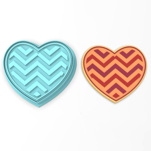 Chevron Heart Cookie Cutter | Stamp | Stencil #1