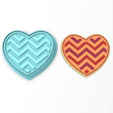 Chevron Heart Cookie Cutter | Stamp | Stencil #1