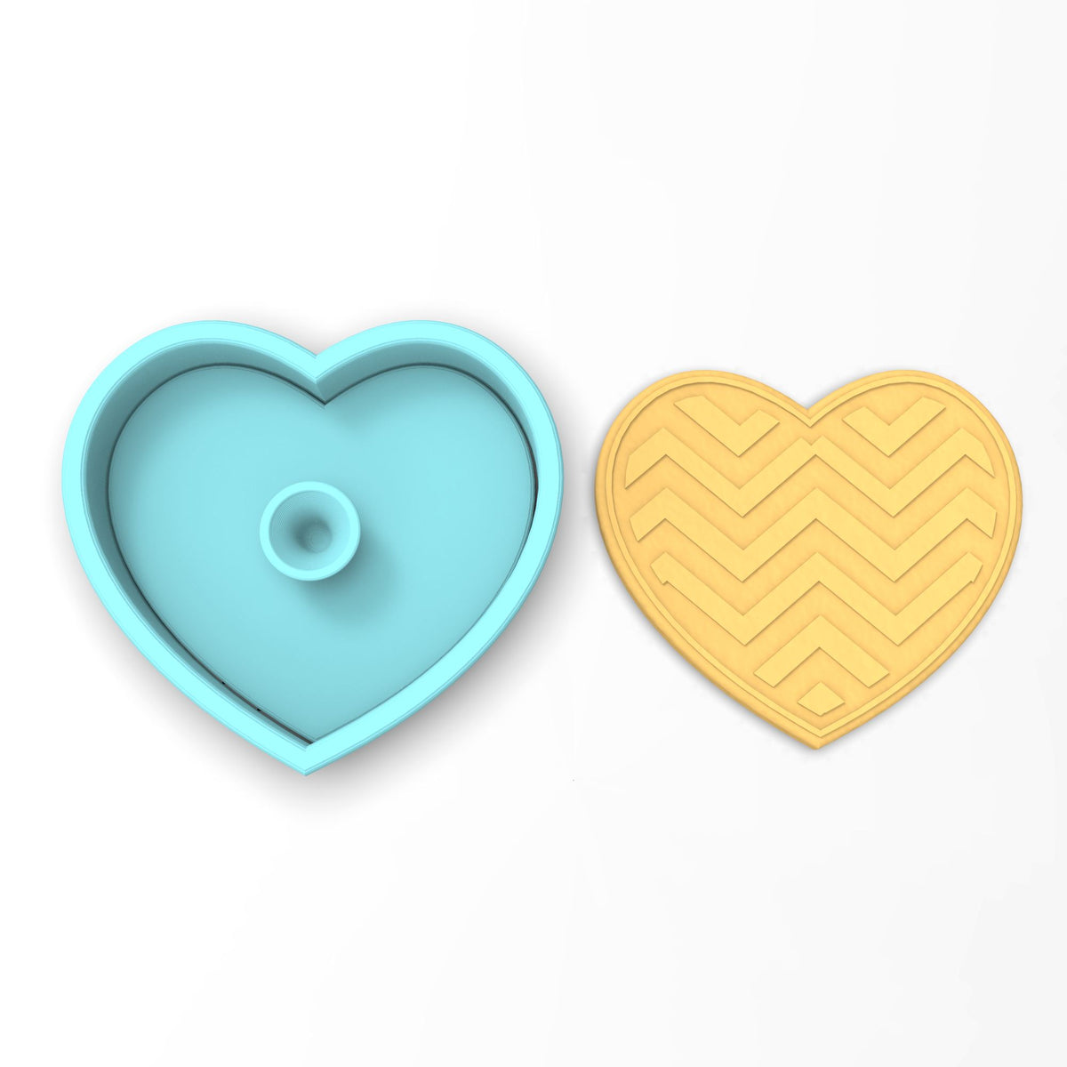 Chevron Heart Cookie Cutter | Stamp | Stencil #1