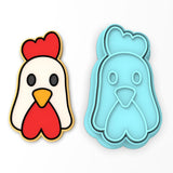 Chicken Rooster Face Cookie Cutter | Stamp | Stencil #1