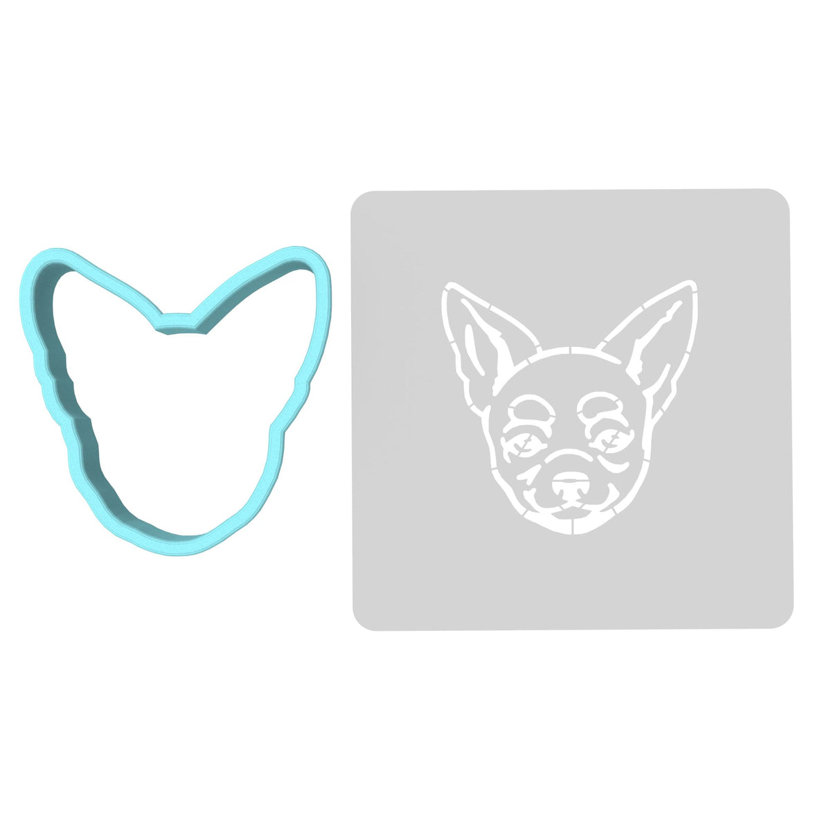 Chihuahua Cookie Cutter | Stamp | Stencil #1 Animals & Dinosaurs Cookie Cutter Lady MINI - 2 Inches (5cm) **BUNDLE** Cutter + Stencil 
