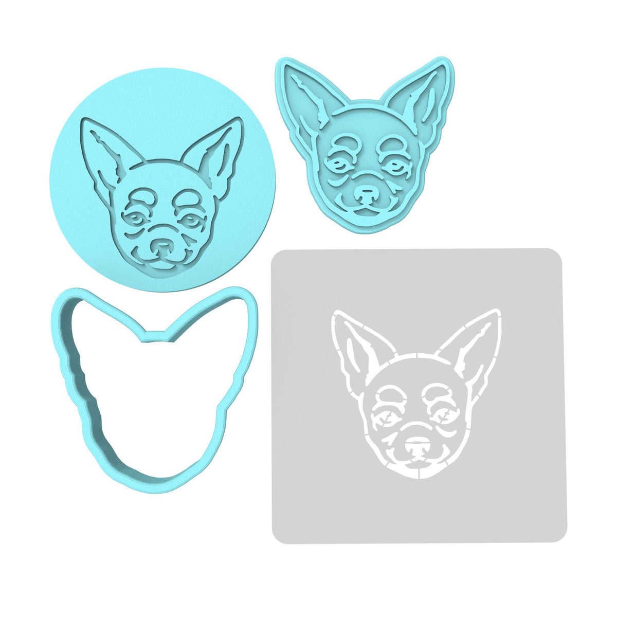 Chihuahua Cookie Cutter | Stamp | Stencil #1 Animals & Dinosaurs Cookie Cutter Lady MINI - 2 Inches (5cm) **FULL SET BUNDLE** Cutter + Stamp + Stencil + Debosser **BEST DEAL** 