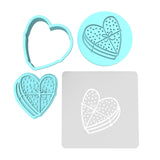 Chocolate Heart Box Cookie Cutter | Stamp | Stencil #1 Wedding / Baby / V Day Cookie Cutter Lady MINI - 2 Inches (5cm) **FULL SET BUNDLE** Cutter + Stamp + Stencil + Debosser **BEST DEAL** 