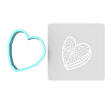 Chocolate Heart Box Cookie Cutter | Stamp | Stencil #1 Wedding / Baby / V Day Cookie Cutter Lady MINI - 2 Inches (5cm) **BUNDLE** Cutter + Stencil 