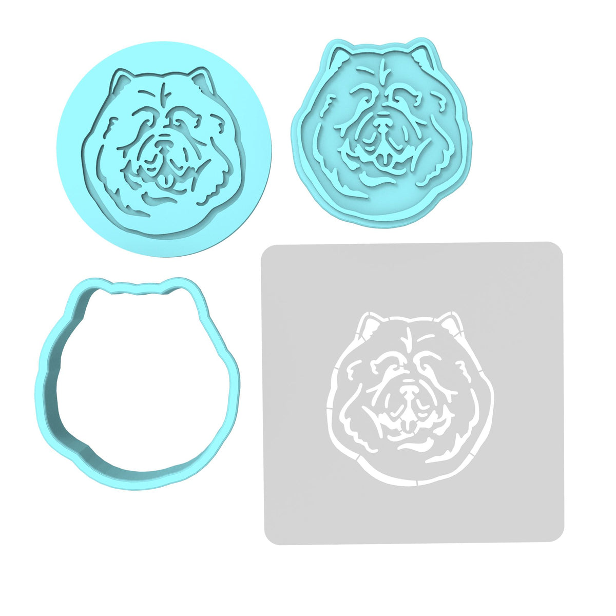 Chow Chow Cookie Cutter | Stamp | Stencil #1 Animals & Dinosaurs Cookie Cutter Lady MINI - 2 Inches (5cm) **FULL SET BUNDLE** Cutter + Stamp + Stencil + Debosser **BEST DEAL** 