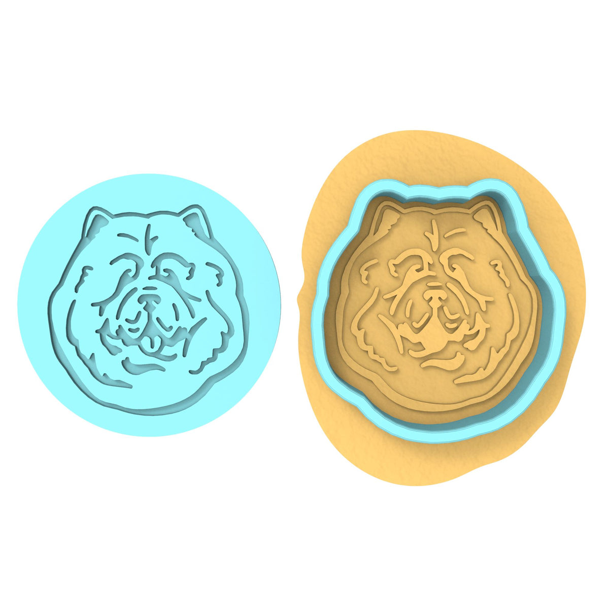 Chow Chow Cookie Cutter | Stamp | Stencil #1 Animals & Dinosaurs Cookie Cutter Lady MINI - 2 Inches (5cm) **BUNDLE** Cutter + Debosser 