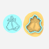 Christmas Bells Cookie Cutter | Stamp | Stencil #2 Xmas / Winter / NYE Cookie Cutter Lady MINI - 2 Inches (5cm) **BUNDLE** Cutter + Debosser 