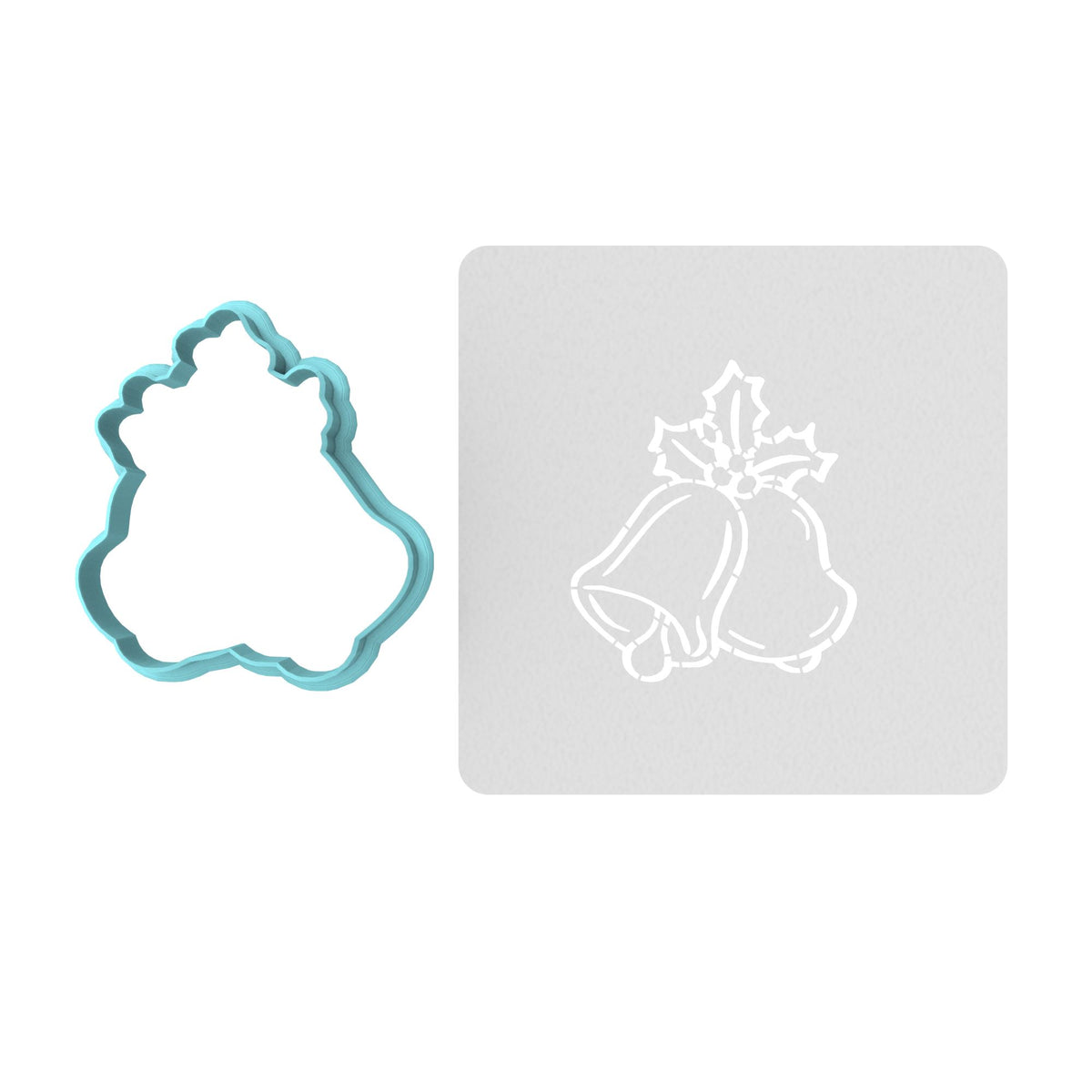 Christmas Bells Cookie Cutter | Stamp | Stencil #2 Xmas / Winter / NYE Cookie Cutter Lady MINI - 2 Inches (5cm) **BUNDLE** Cutter + Stencil 