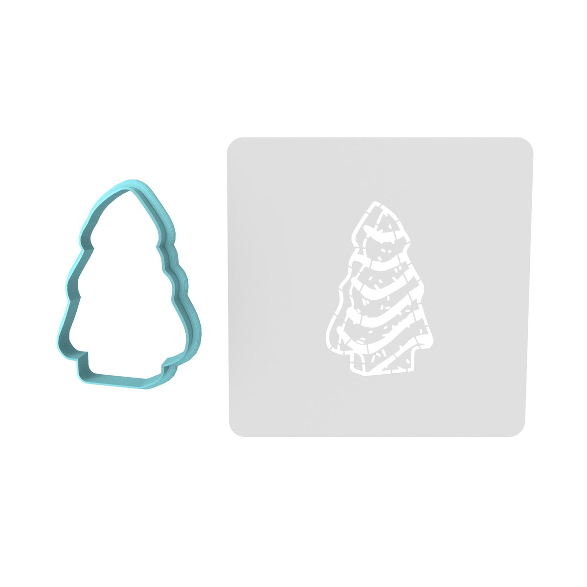 Christmas Cake Cookie Cutter | Stamp | Stencil #1 Xmas / Winter / NYE Cookie Cutter Lady TEENY - 1 Inch (2.5cm) **BUNDLE** Cutter + Stencil 
