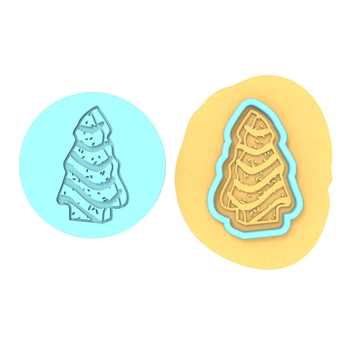 Christmas Cake Cookie Cutter | Stamp | Stencil #1 Xmas / Winter / NYE Cookie Cutter Lady TEENY - 1 Inch (2.5cm) **BUNDLE** Cutter + Debosser 