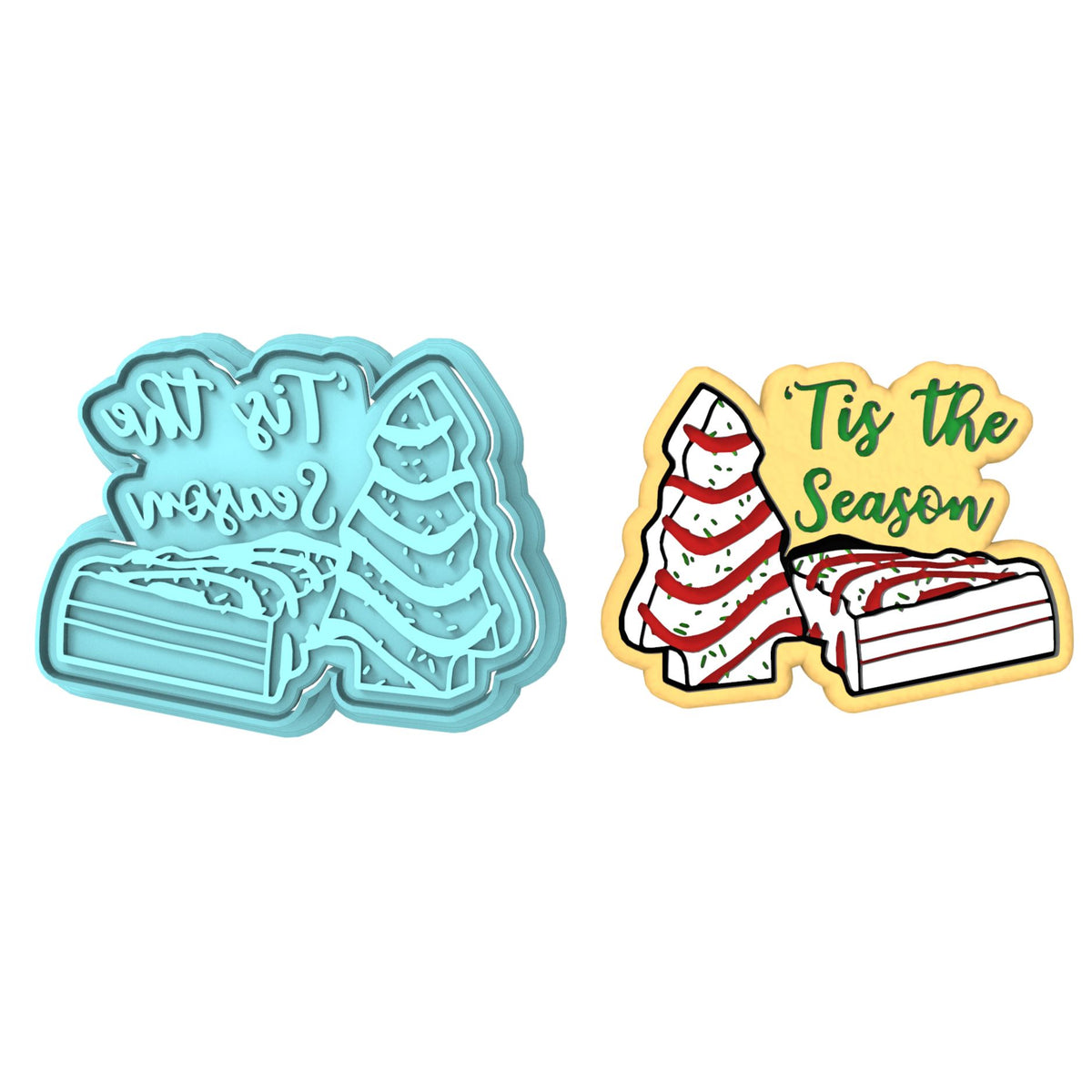 Christmas Cake Tis the Season Cookie Cutter | Stamp | Stencil #1