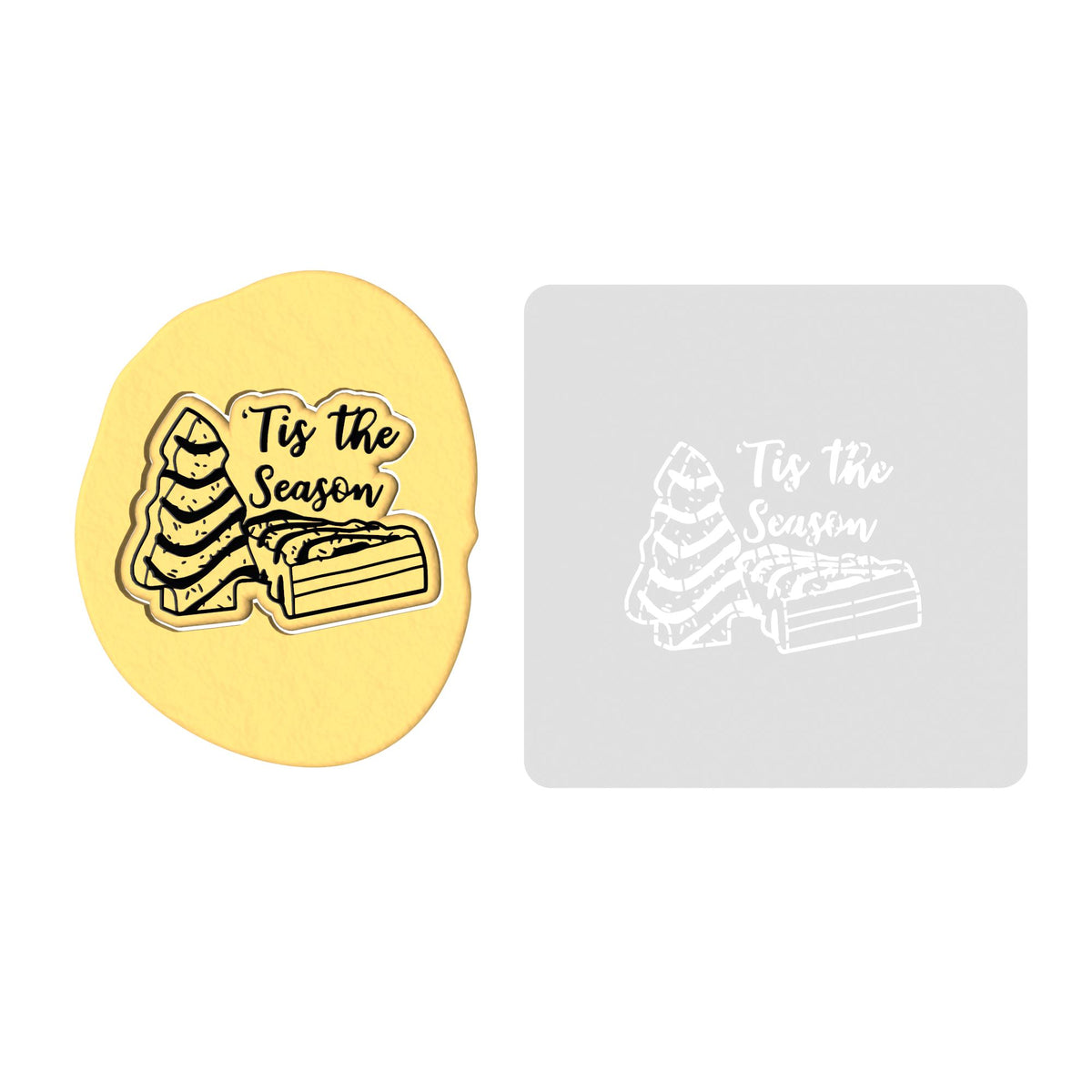 Christmas Cake Tis the Season Cookie Cutter | Stamp | Stencil #1