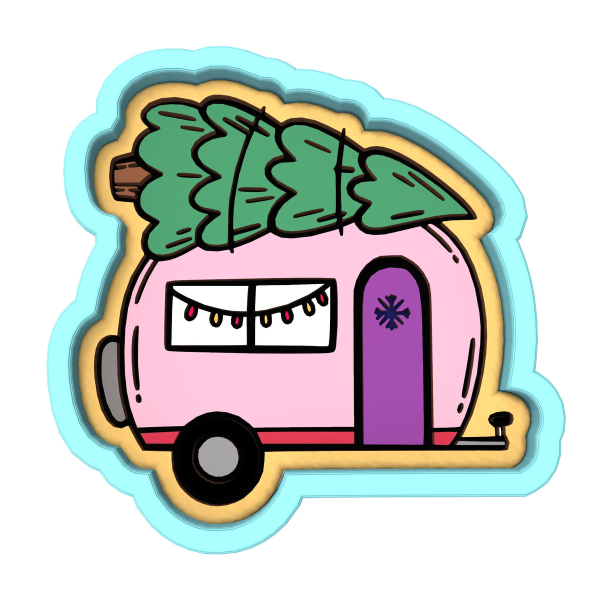 Christmas Camper Cookie Cutter | Stamp | Stencil #1