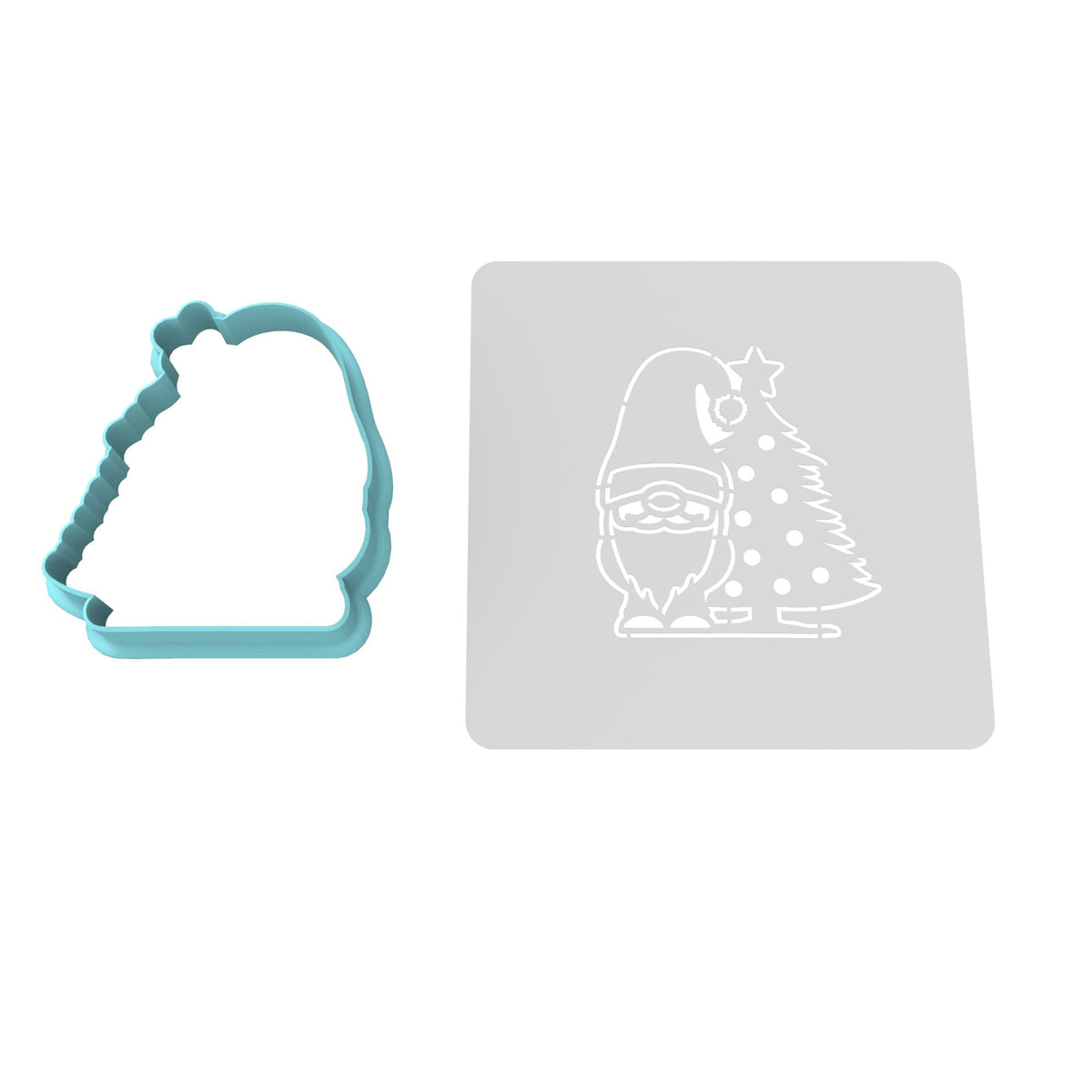 Christmas Gnome Cookie Cutter | Stamp | Stencil #1 Xmas / Winter / NYE Cookie Cutter Lady MINI - 2 Inches (5cm) **BUNDLE** Cutter + Stencil 