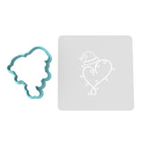 Christmas Heart Santa Hat Cookie Cutter | Stamp | Stencil #1 Xmas / Winter / NYE Cookie Cutter Lady MINI - 2 Inches (5cm) **BUNDLE** Cutter + Stencil 