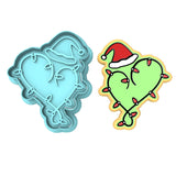 Christmas Heart Santa Hat Cookie Cutter | Stamp | Stencil #1