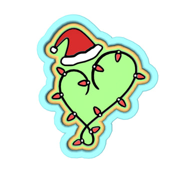 Christmas Heart Santa Hat Cookie Cutter | Stamp | Stencil #1