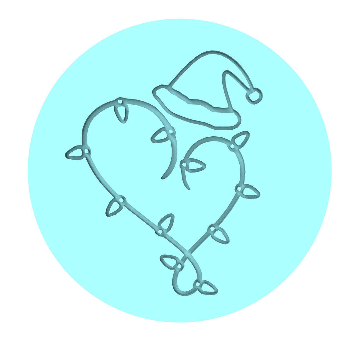 Christmas Heart Santa Hat Cookie Cutter | Stamp | Stencil #1 Xmas / Winter / NYE Cookie Cutter Lady MINI - 2 Inches (5cm) Debosser ONLY 