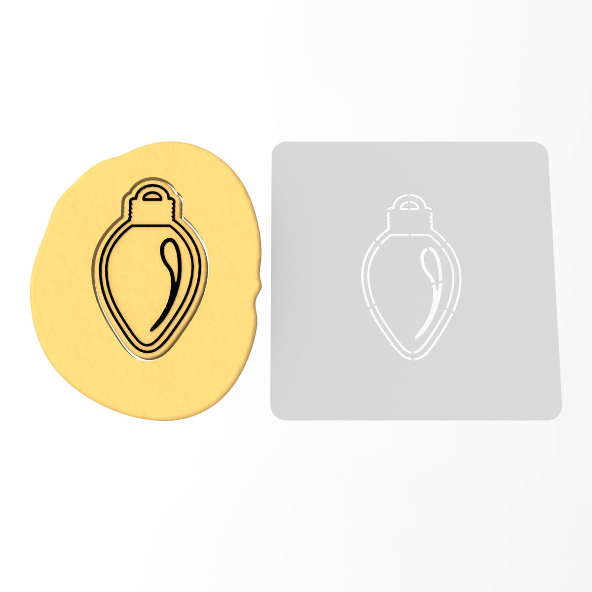 Christmas Light Bulb Cookie Cutter | Stamp | Stencil #1 Xmas / Winter / NYE Cookie Cutter Lady MINI - 2 Inches (5cm) Stencil ONLY 