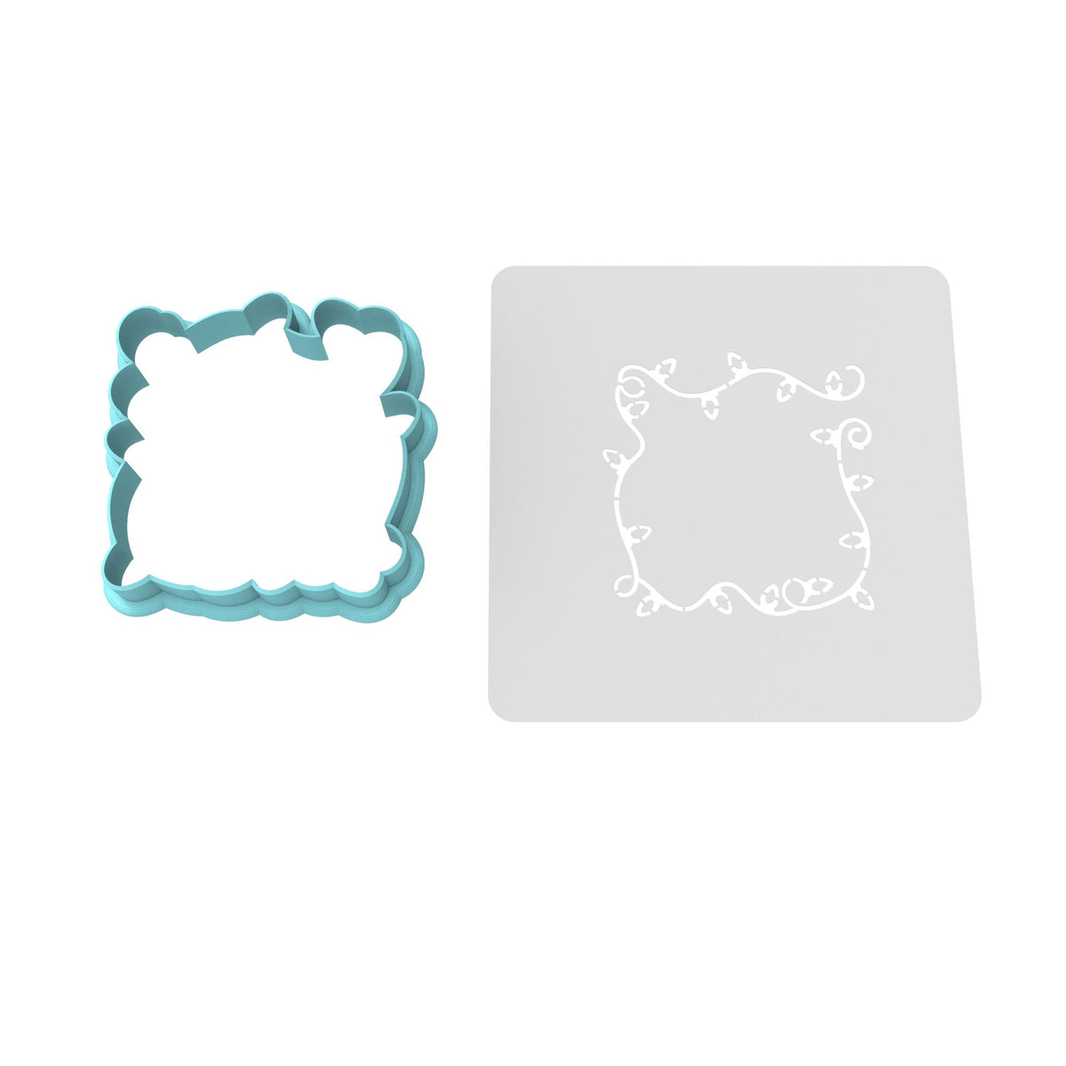 Christmas Light Plaque Cookie Cutter | Stamp | Stencil #1 Xmas / Winter / NYE Cookie Cutter Lady MINI - 2 Inches (5cm) **BUNDLE** Cutter + Stencil 