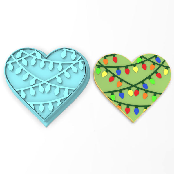 Christmas Lights Heart Cookie Cutter | Stamp | Stencil