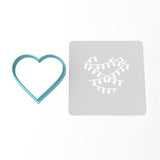 Christmas Lights Heart Cookie Cutter | Stamp | Stencil Xmas / Winter / NYE Cookie Cutter Lady MINI - 2 Inches (5cm) **BUNDLE** Cutter + Stencil 