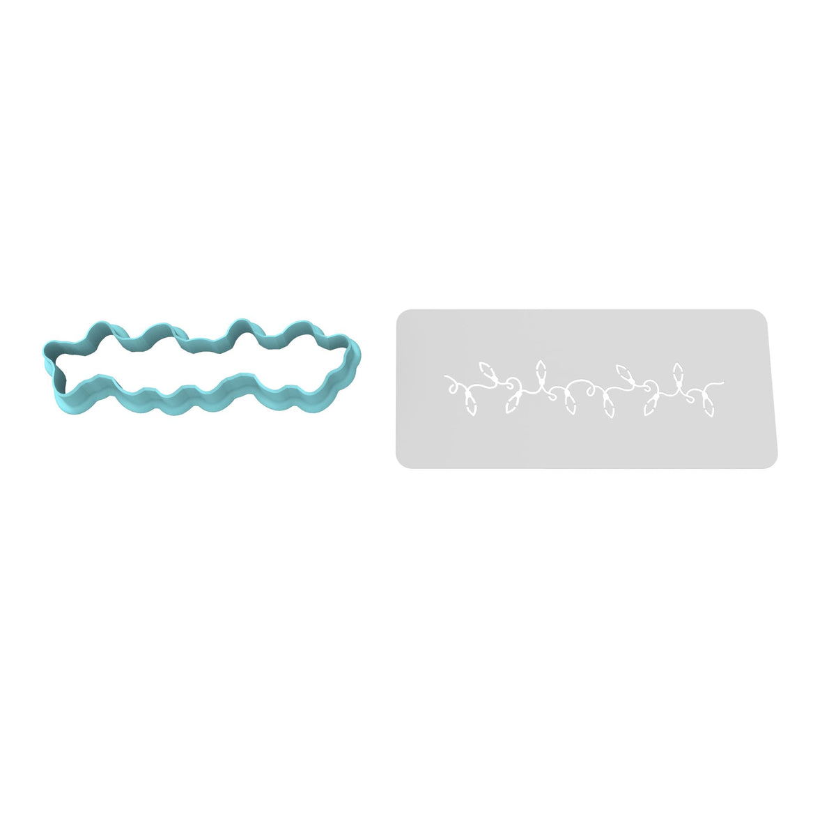 Christmas Lights Wide Cookie Cutter | Stamp | Stencil #3 Xmas / Winter / NYE Cookie Cutter Lady MINI - 2 Inches (5cm) **BUNDLE** Cutter + Stencil 