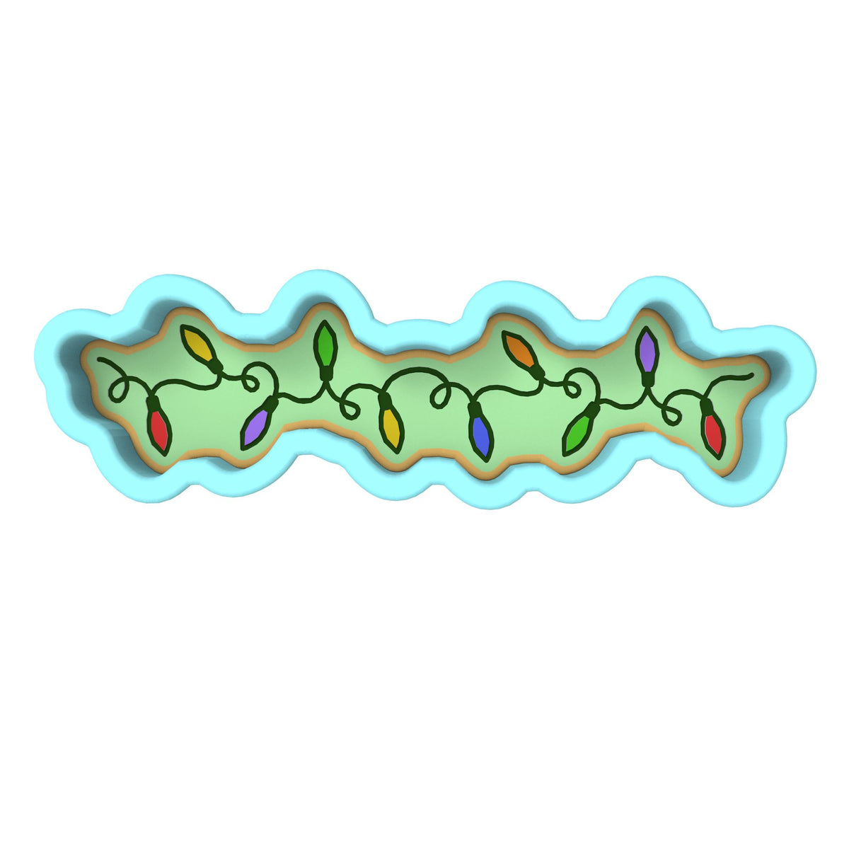 Christmas Lights Wide Cookie Cutter | Stamp | Stencil #3