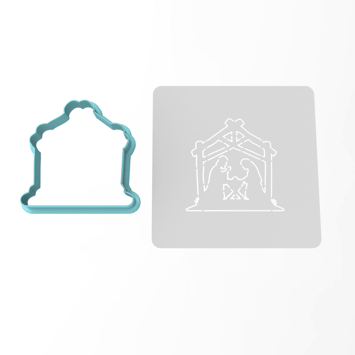 Christmas Nativity Scene Cookie Cutter | Stamp | Stencil #1 Xmas / Winter / NYE Cookie Cutter Lady MINI - 2 Inches (5cm) **BUNDLE** Cutter + Stencil 