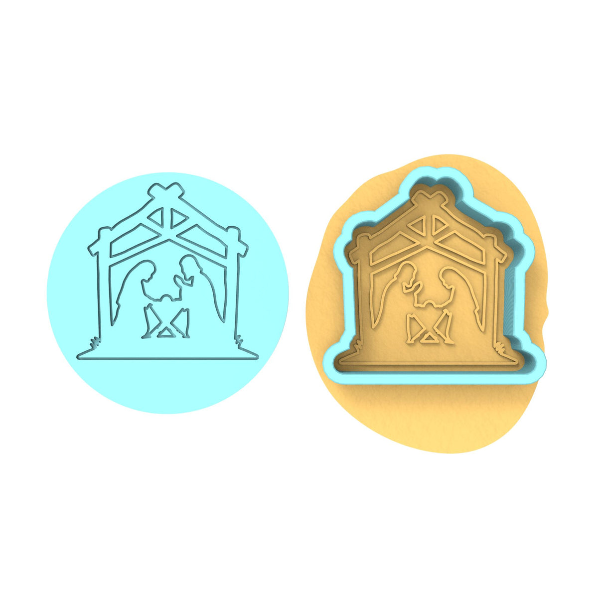 Christmas Nativity Scene Cookie Cutter | Stamp | Stencil #1 Xmas / Winter / NYE Cookie Cutter Lady MINI - 2 Inches (5cm) **BUNDLE** Cutter + Debosser 